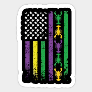 Mardi Gras US American Flag With Crawfish New Orleans Sticker